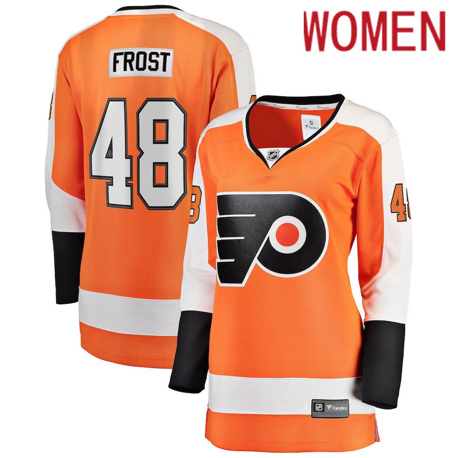 Women Philadelphia Flyers 48 Morgan Frost Fanatics Branded Orange Breakaway Player NHL Jersey